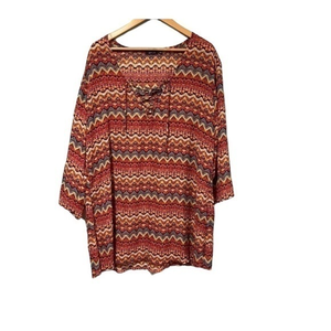 Apt. 9 Sheer Multi Bright Colorful Top/Beach Cover-Up, Size‎ XXl, Lace up